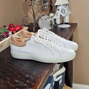 ECCO Men's Soft Leather Sneakers, White, Sz 12 (EU 46)